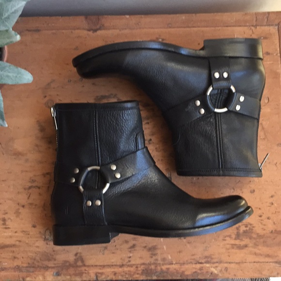 Frye Phillip Black Harness Ankle Boots NWOT - Picture 6 of 7